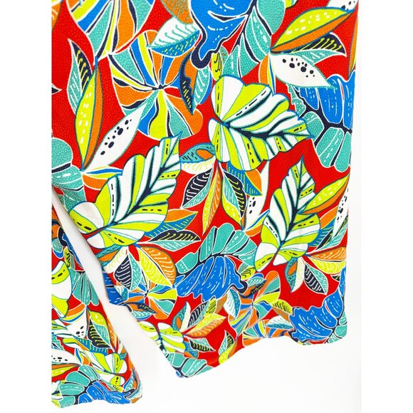 Nicole Miller NY Jumpsuit Wide Leg Belted V-neck Red Blue Multi - Picture 7 of 10